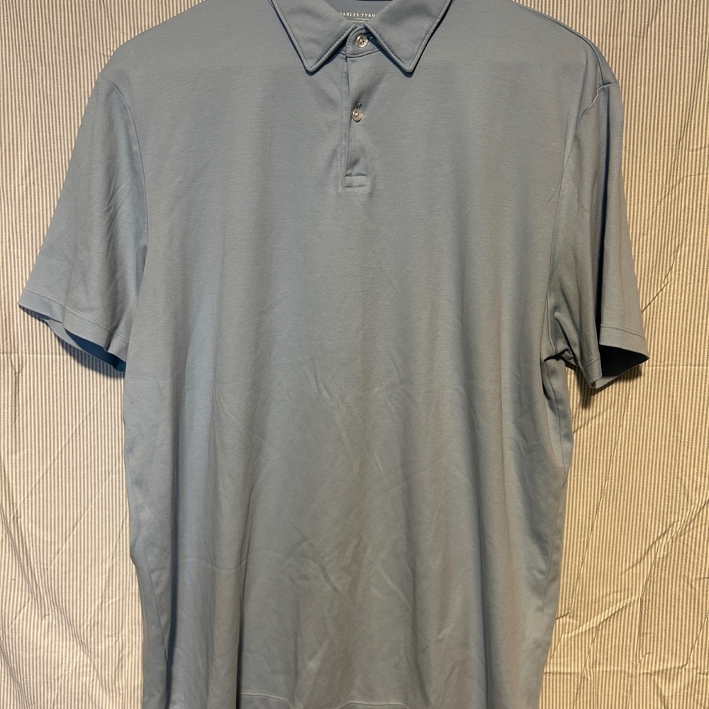 Charles Tyrwhitt Short Sleeve Polo Shirt Men’s Size L Blue Stretch Performance